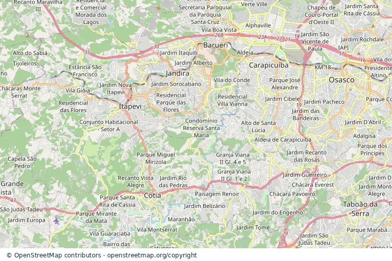 Mapa estático da região central de Barueri SP