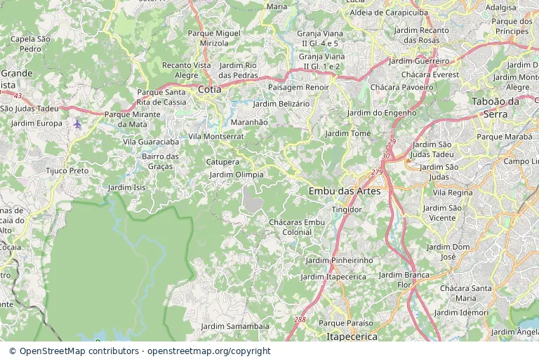 Mapa estático da região central de Cotia SP