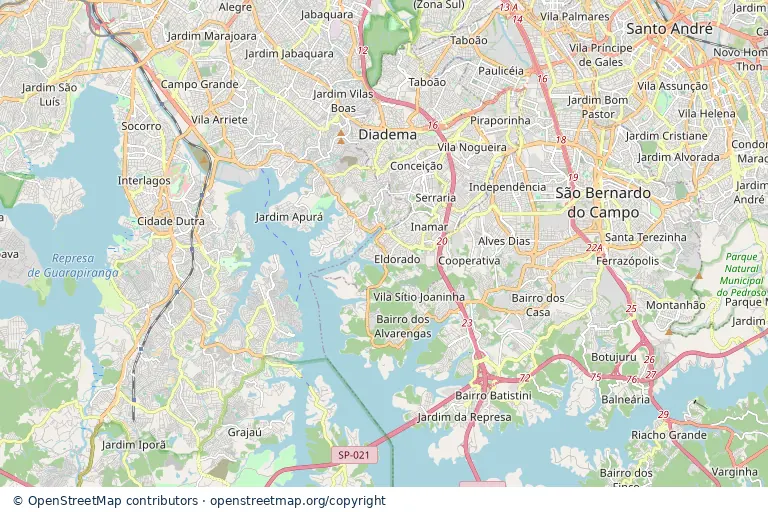 Mapa estático da região central de Diadema SP