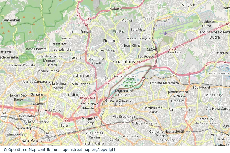 Mapa estático da região central de Guarulhos SP