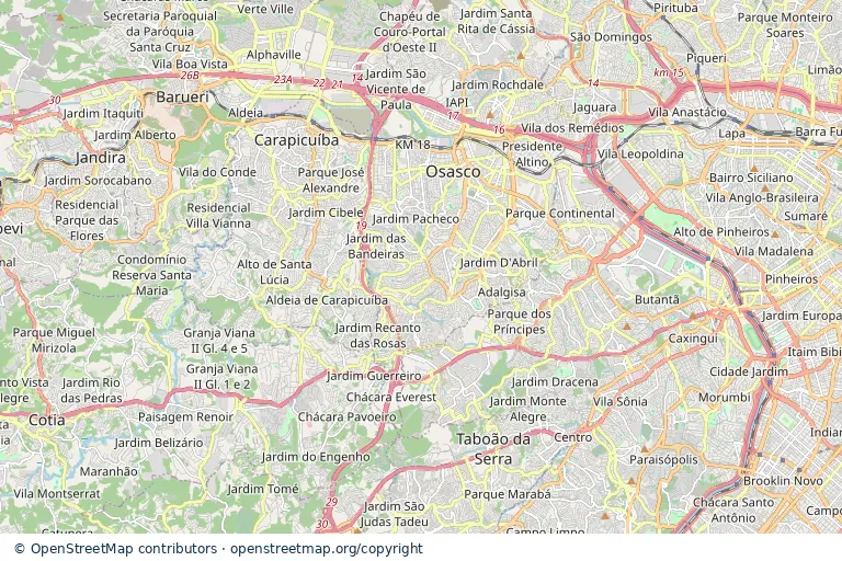 Mapa estático da região central de Osasco SP