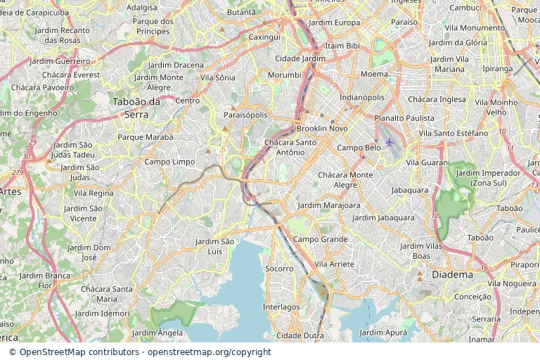 Mapa estático da região central de Taboão da Serra SP