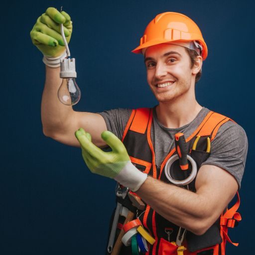Equipe de eletricistas de emergência em  prontos para atendimento 24 horas.